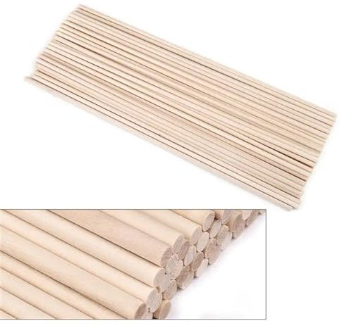 HolzstäBe FüR Das Kunsthandwerk Runder Holzstab for Basteln von Lebensmitteln, Eis am Stiel und Modellbau, Kuchendübel, DIY-Dübel, Gebäudemodell, Holzbearbeitungswerkzeug Bastelmaterial Holz(3x200mm 5