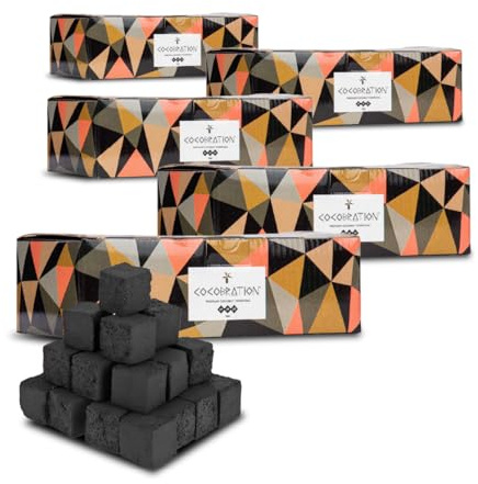 Cocobration Charbon Naturel 5 kg pour Chicha – Cubes 27 mm | Longue Durée | Haute Chaleur | Zéro Goût & Zéro Odeur