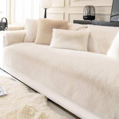 ShowyLive Sofa überzug 1/2/3/4 Sitzer L Form Couch Überzug Ecksofa rutschfest Hund Katze -Antirutsch, Anti Slip Sofabezug Sofa Überwurf- Armlehnenbezüge, Rückenlehnenbezug (Beige, 70 * 70 cm)