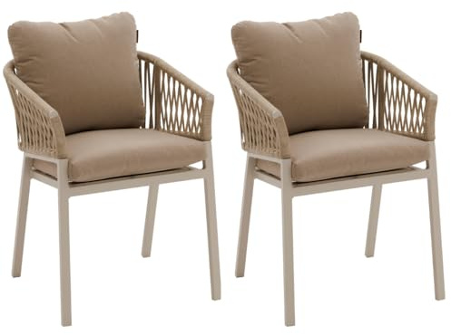 Hespéride – 2er-Set Gartensessel in Oriengo Beige & Ton, rostbeständiger, wasserabweisender Bezug, abnehmbare Kissen, Möbel für Terrasse und Balkon