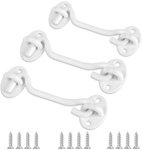 MINISOISO 3 Stück Sturmhaken mit Öse, Riegel Tür, Sturmhaken Edelstahl, Türhaken Tür Riegel Fenster Fang Kabine Tür Sperren Fensterhaken, für Tor Garage Zaun Fenster Schuppen (10+12CM)
