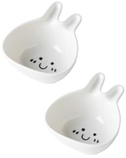 Cartoon Ceramic Small Plates Household Dip Seasoning Cute Animal-Shaped Sauce Special Ice Cream Bowls (Rabbit Head)