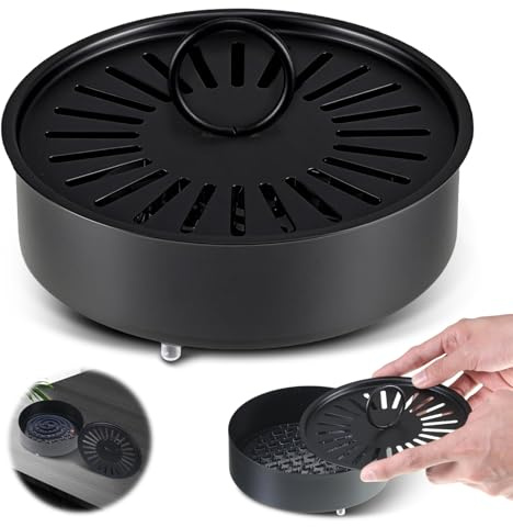 ueslwser Moskito Spulenhalter, Metall Mückenspirale Behälter mit Deckelgriff, Mückenspirale Halter Räucherspiralen Halter, Moskito Spulenbox für Haus Garten Camping Outdoor(Schwarz)