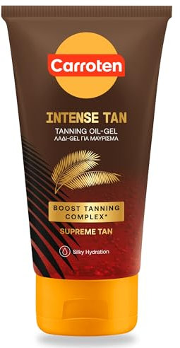Carroten Tanning Oil Gel Intensive SPF0 150 ml - Bräunungsbeschleuniger mit Kokosnussöl und Vitaminen A & E - Carotten Öl Bräunungsgel für maximal schnelle Bräunung