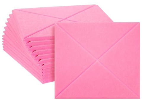sourcing map Lot de 12 panneaux acoustiques adhésifs carrés en feutre haute densité, insonorisants, autocollants, antidérapants, anti-vibrations, anti-bruit, 30,5 cm de long x 1 cm d'épaisseur, rose