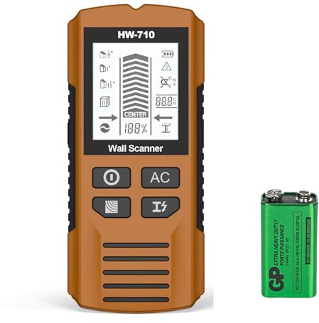 Scanner mural 5 en 1 avec écran LCD et alarme audio, détecteur de poutres intelligent multifonction pour bois, fil AC, métal, goujons et câbles