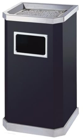 BOGAZY Papelera Cenicero De Acero Inoxidable para Cigarrillos, Cubo De Basura De Pie con Cenicero, Cubo De Basura Basura Contenedor(Black)