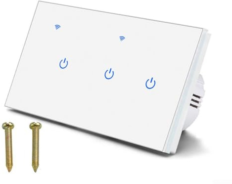 JoyousMall Smart Touch Light Switch, Smart WiFi 2-Way Wall Light Switch Tempered Glass Panel with Voice Control and App Remote Control 220V for Home Automation(3 Gang 2Way)