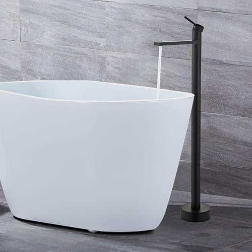 BiaoTeng Robinet Baignoire Ilot Sur Pied Noir Monocommande eau Chaude et Froide en Laiton Mitigeur de Baignoire Sur Pied Noir
