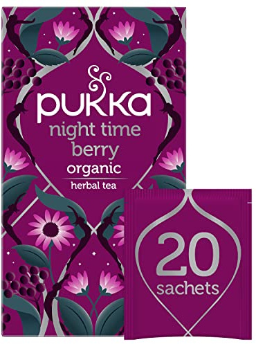 Pukka Herbs | Night Time Berry Organic Herbal Sleep Tea Box | Chamomile, Lavender & Elderberry Tea | Ideal For Bedtime Relaxation | Caffeine Free | 20 Plant Based Biodegradable Tea Bags
