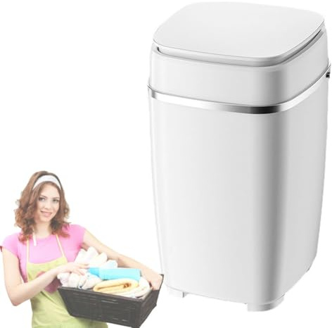 HGTRH Lavadora Portátil, Mini Lavadora de 6,5 kg con Centrifugadora y Cepillo para Zapatos Extraíble Lavadora y Secadora Eléctrica Compacta para Ropa Interior y Prendas Pequeñas White