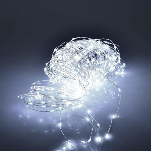 Microled-Kette 30 Meter, mit formbarem Silberkupferdraht, wasserdicht, für den Innen- und Außenbereich, ideal zur Verschönerung Ihres Weihnachtsbaums und Ihrer besonderen Anlässe (kaltweiß, 600 LED)