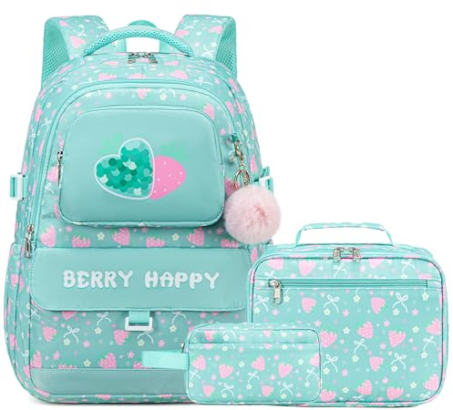 Makukke - Juego de Mochila Escolar para Niñas, Bolsa de Libros para Adolescentes, Niñas, Niños, Estudiantes de Escuela Primaria y Secundaria, Large, Mochilas Daypack