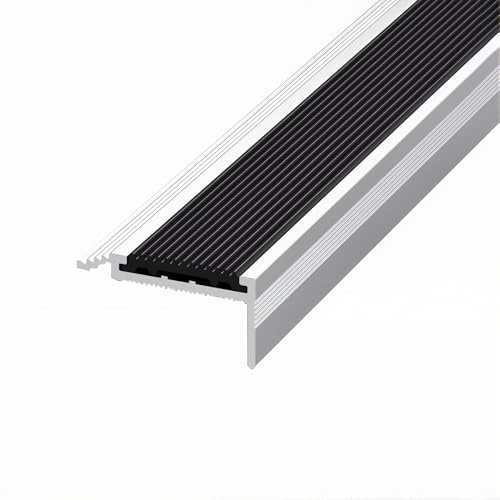 Profilo per Bordi Scale in Alluminio a Forma di L Antiscivolo - Protezione Scalini Interni/Esterni - Autoadesivo Tagliabile e Installazione Rapida(5x2x100cm(1.97x0.79x39.4in))