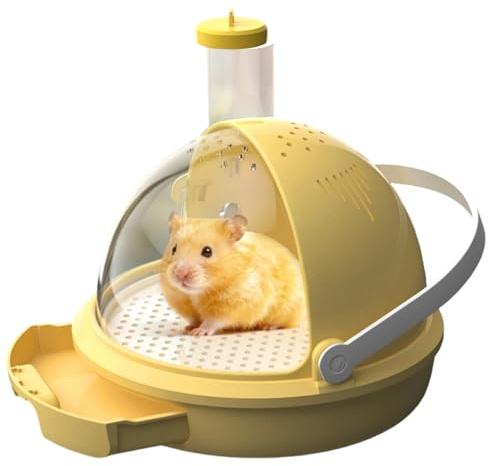 Hamster resebur, andningsaktiv med drickflaska, illrar transportbur dvärghamster transportlåda | För små djur igelkott socker glider gerbil utomhus camping