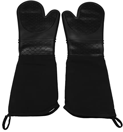 Masslla Extra Lange Silikon Topf Lappen Hoch Leistungs Topf Lappen für Den Gewerblichen Einsatz BestäNdige Grill Handschuhe mit Gestepptem Baumwoll Futter 2 Pack