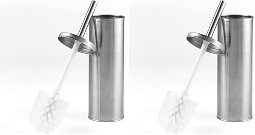 Beldray LA059451SSFEU7 Spazzola e Supporto Per WC – Spazzola Per La Pulizia Della Ciotola Della Toilette, Setole Rigide, Supporto Igienico In Acciaio Inox Con Coperchio, Sottile, Facile Conservazione