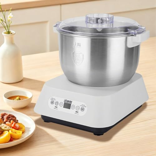 Batidora de harina de masa de acero inoxidable de 7L, con función de fermentación, máquina de masa totalmente automática con temporizador, cuchilla intercambiable para pan, pizza y pasta