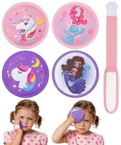 Magic Gel Kids Ice Packs for Injuries with Extra Adjustable Strap, 4 Pack Cute Unicorn Animal Mini Gel Ice Packs for Kids, Reusable Cold Compress & Hot Cold Gel Pack for Head Knee Elbow Bumps Bruises