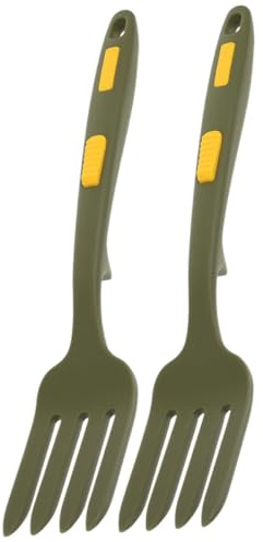 Garneck Tenedores de Silicona Antiadherente 2 Piezas para Pasta y Espaguetis, Mango Largo Cómodo Resistente al Calor, Utensilios Prácticos para Cocinar en Cocina Doméstica