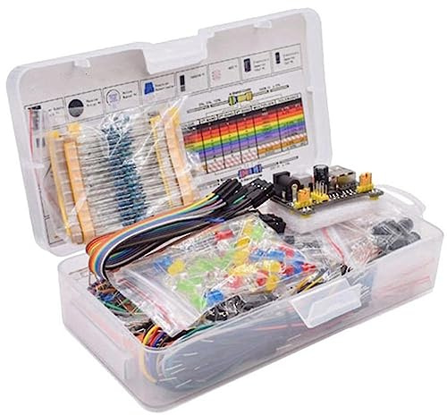 Electronics Component Starter Kit with 830 Tie-Points Breadboard Cable Resistor Capacitor LED Potentiometer for R3 - Durable Practical Tools to Improve Thinking Innovation Ability Enrich Ideas Remote