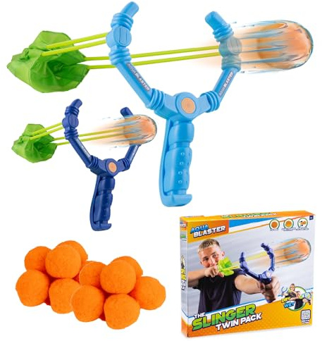 Aqua Blaster Slinger Twin Pack Water Fight Toy With Water Splash Balls | Garden Water Toy, Water Balloon Game, Outdoor Summer Play for Kids, Beach Game