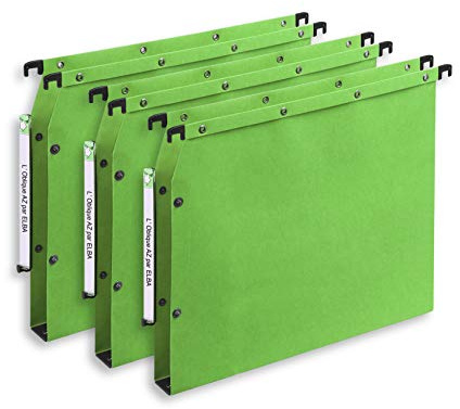 Elba Ultimate Carte Kraft Lot de 25 Dossiers Suspendus pour Armoire A4 Fond 30mm Vert