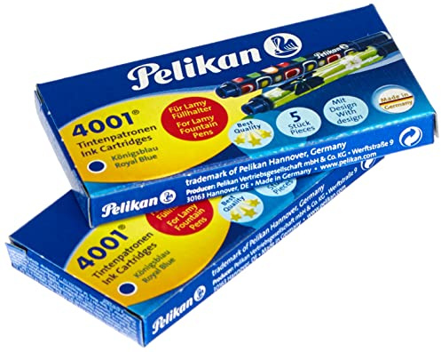 Pelikan Tintenpatronen 4001 für Lamy-Füller, Bunt bedruckt, Königsblau, 10 Stück
