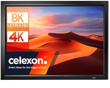 celexon HomeCinema Écran de Projection 120 | 240x180 cm 4:3 | Écran de présentation 8K, Full-HD Ultra Plat pour Bureau & Home Cinéma vidéoprojecteurs | Cadre Aluminium pour Fixation Murale