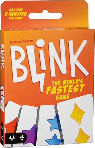 Mattel Games Reinhard Staupe's Blink familjekortspel, resvänligt, med 60 kort och instruktioner, är en fantastisk leksak för 7-åringar och uppåt
