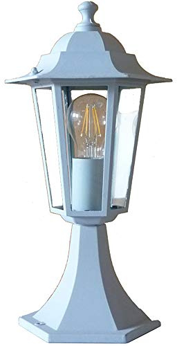 Dapo Aussen-Garten-Sockel-Leuchte-Lampe KINGSTON weiß IP44 Aluminium Druckguss Mauer-Terrasse-Balkon-Treppen-Leuchte-Lampe