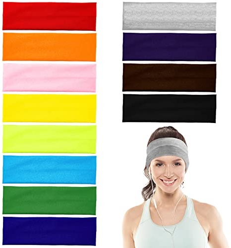 12 Pezzi Fasce Elastiche in Cotone Elasticizzato per Yoga per Adolescenti, Ragazze e Donne Favori, Colori Misti