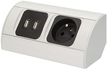 ORNO AE-1310 Ecksteckdose 1 Fach mit 2X USB-Ladegerät, 3680W, Typ E Französisch Steckdose, für Küche, Büro und Arbeitsplatte