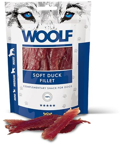 WOOLF Soft Duck Fillet Dog Treats - Complementary Snacks for Dogs. All-Natural Ingredients, High Meat Content, Nutritional, Free from Artificial Additives. Suitable for Dogs (100g)