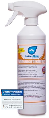 KaiserRein Spezial Whiteboardreiniger speziell für Whiteboard Magnettafeln entfernt permanent Stift Filzstift Bleistift Profi Reiniger Inhalt 0,5 L