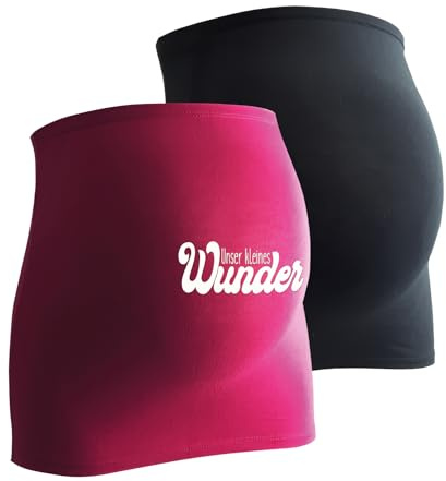 Mamaband Schwangerschaft Bauchband für die Babykugel im Doppelpack 1xUni 1xWunder – Rückenwärmer und Shirtverlängerung für Schwangere – Elastische Umstandsmode