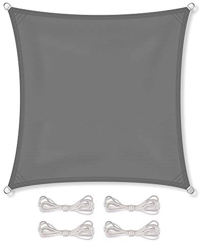 CelinaSun Sonnensegel inkl Befestigungsseile Basic Quadrat 4 x 4 m anthrazit Sonnenschutz wasserabweisend