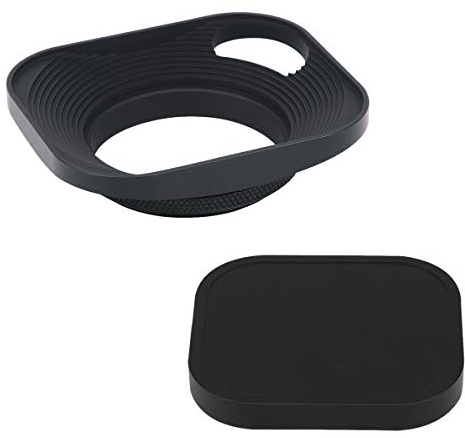 Haoge LH-B43P Pare-soleil carré en métal à visser avec capuchon en métal pour appareil photo Leica avec filetage de filtre E43 43 mm Noir