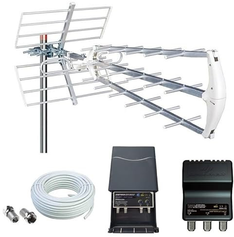 Kit Antenna Tv Esterna Digitale Terrestre UHF Alto Guadagno Con Amplificatore Da Palo 20dB Filtro 5G LTE