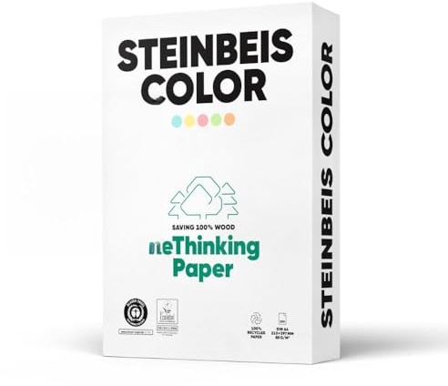 Steinbeis Color ReThinkingPaper Kopier-Papier – DIN A4 Recycling-Papier 80 g/m², Drucker-Papier ISO 20494, Pink, 5 x 500 Blatt