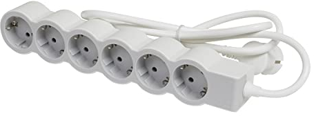 LEGRAND Regleta de enchufes, Enchufe múltiple con 6 Tomas de Corriente, Cable 1,5m, Color Blanco/Gris Claro 694557
