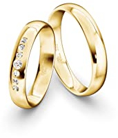 JC Trauringe Gold 333 Gold Paarpreis Poliert I Partnerringe Gelbgold mit Gravur in edler Schatulle I 2 Hochzeitsringe Herrenring ohne & Damenring mit Zirkoniasteine I ICT47