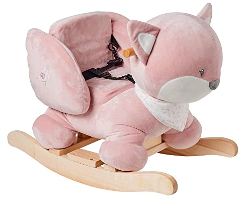 Nattou Schaukeltier, Fuchs Alice, Inkl. Sicherheitsgurt, Fröhliches Hin- und Herschaukeln, 63 x 33 x 45,5 cm, Alice und Pomme, Polyester/Holz, Rosa