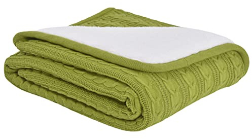 JUSHZ Batamanta Mujer Hombre Manta Sofa Cama Blanket Cobija Doble Primavera Otoño Hilo De Algodón Puro para Tejer Vellón Adecuado para El Almuerzo De Oficina (Green 2,120x180cm)