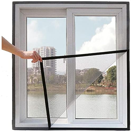 Window Nets to keep Bugs Out - Adjustable 130cm,150cm Size Window Fly Net With Self Adhesive hook and loop strip, Easy to Install - Allows Fresh Air and Light, Prevent Suffocation (Black)