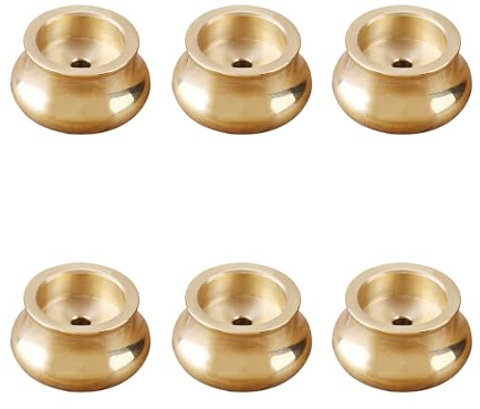 ZYAMY 6PCS Incense Holder Mini Cone Burner Brass Gold Chinese Indoor and Outdoor Decorative Metal Ash Collector 0.13 Inch Hole Diameter for Yoga Studio Meditation Buddhist Temple
