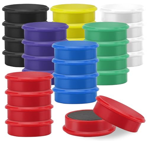 Salubohum 28 Stück Kühlschrankmagnete Bunt Rundmagnete, Magnete Stark, Magnete für Whiteboard,Magnete Kühlschrank, Magnete für Magnettafel, geeignet für Whiteboards, Pinnwände, Kühlschränke （30x8mm）