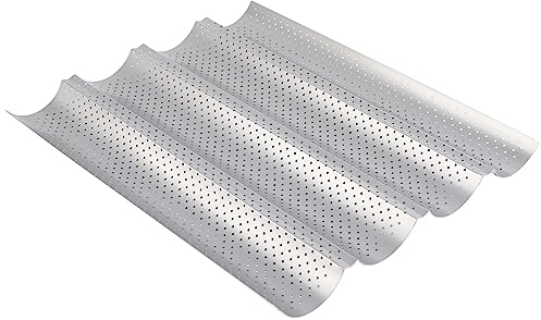 French Bread Baking Pan, Nonstick Perforated Baguette Pan, NonStick MultiGrooves Waves French Bread Pan, Baguette Baking Cooking Tray Kitchen Tool, Easy Demoulding Kitchen Tool(#2)