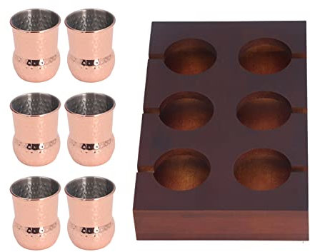 Aladeno 6st Moscow Mule Muggar Rostfritt stål 100ml Koppar Muggar Moscow Mule Cups Set med 6 Cocktail Kit med förvaringshållare för Home Party Cafe Office Julklappsset