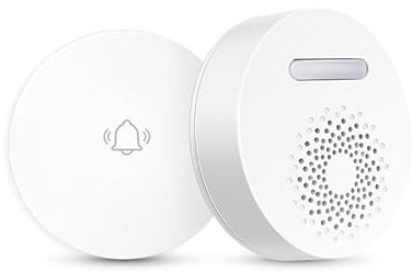 Chatthen Wireless Doorbell, Plug in Receiver, 1 Push Button Self-Powered, 36 Melodies, 8 Volume Levels, 100M Range, Classroom Ddoorbell, White, No Batteries Required